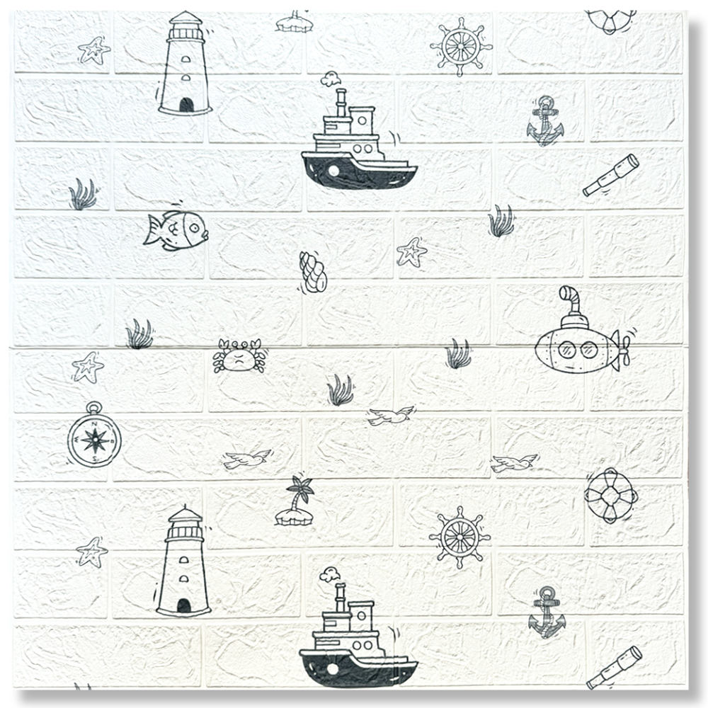 10 x Self-Adhesive 3D Wallpaper - 70 X 77 Cm "Baby Room - Black & White" 3mm ( CODE: 107 )