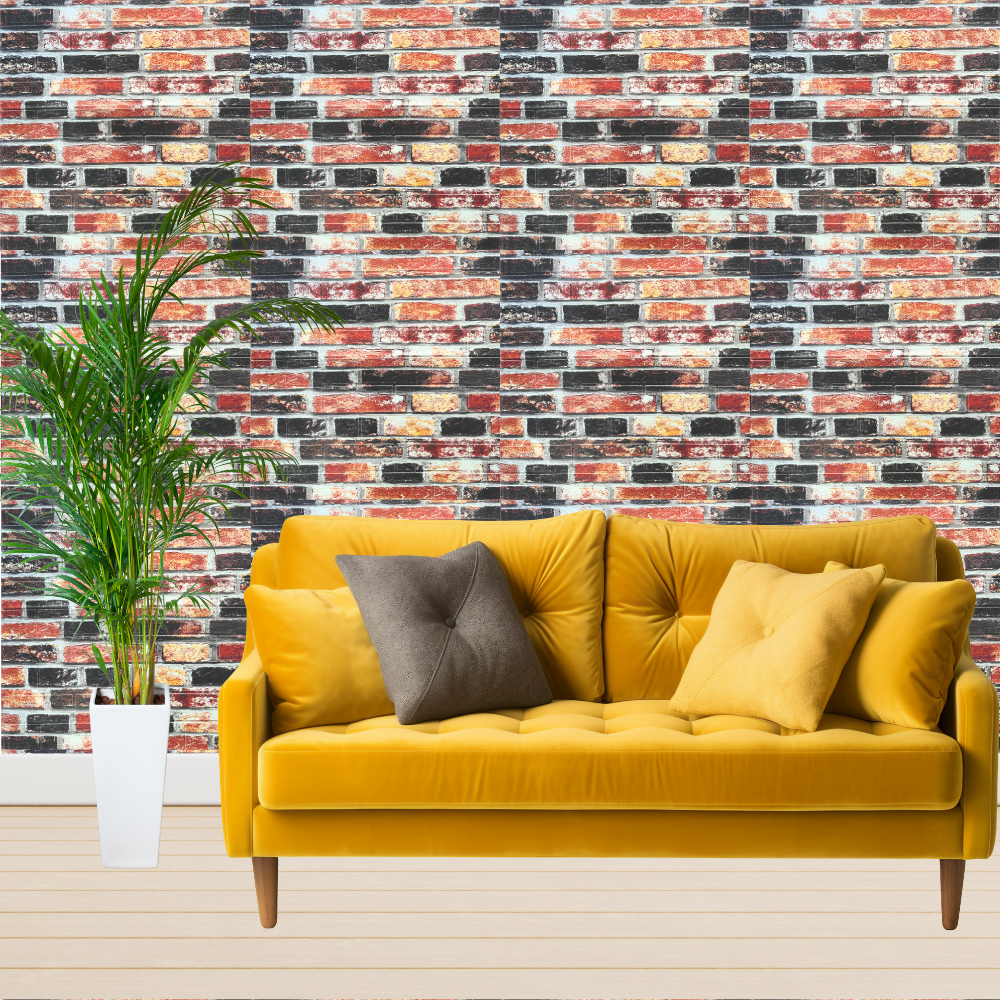 10 x Self-Adhesive 3D Wallpaper - 70 X 77 Cm "Black and Red Brick" 3mm ( CODE: 86 )