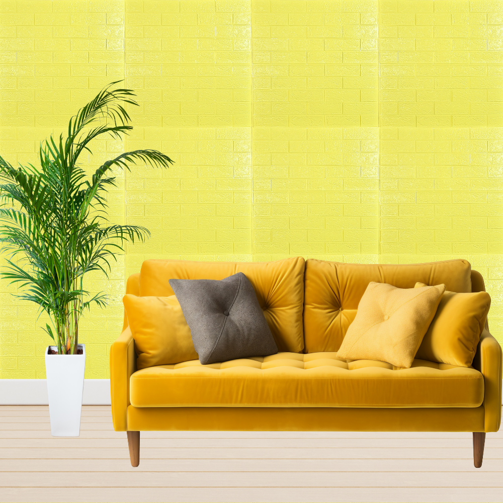 10 x Self-Adhesive 3D Wallpaper - 70 X 77 Cm "Yellow" 3mm ( CODE: 50 )