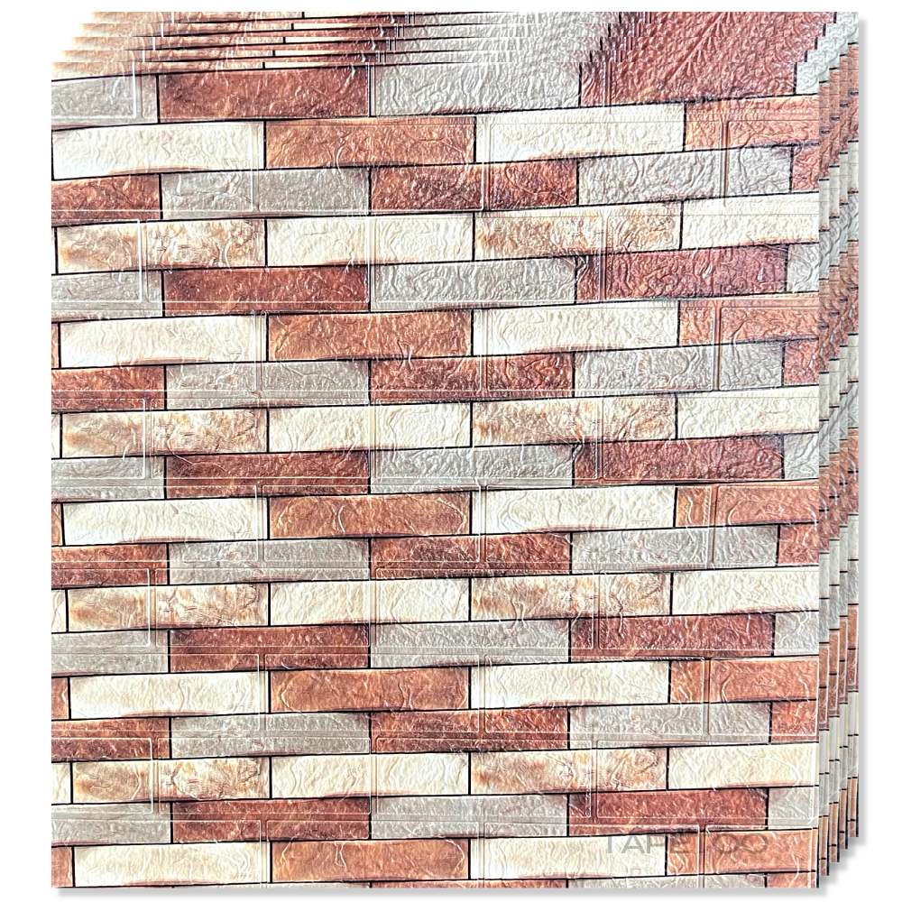 10 x Self-Adhesive 3D Wallpaper - 70 X 77 Cm "Red White Asimetric Brick" 3mm ( CODE: 87 )