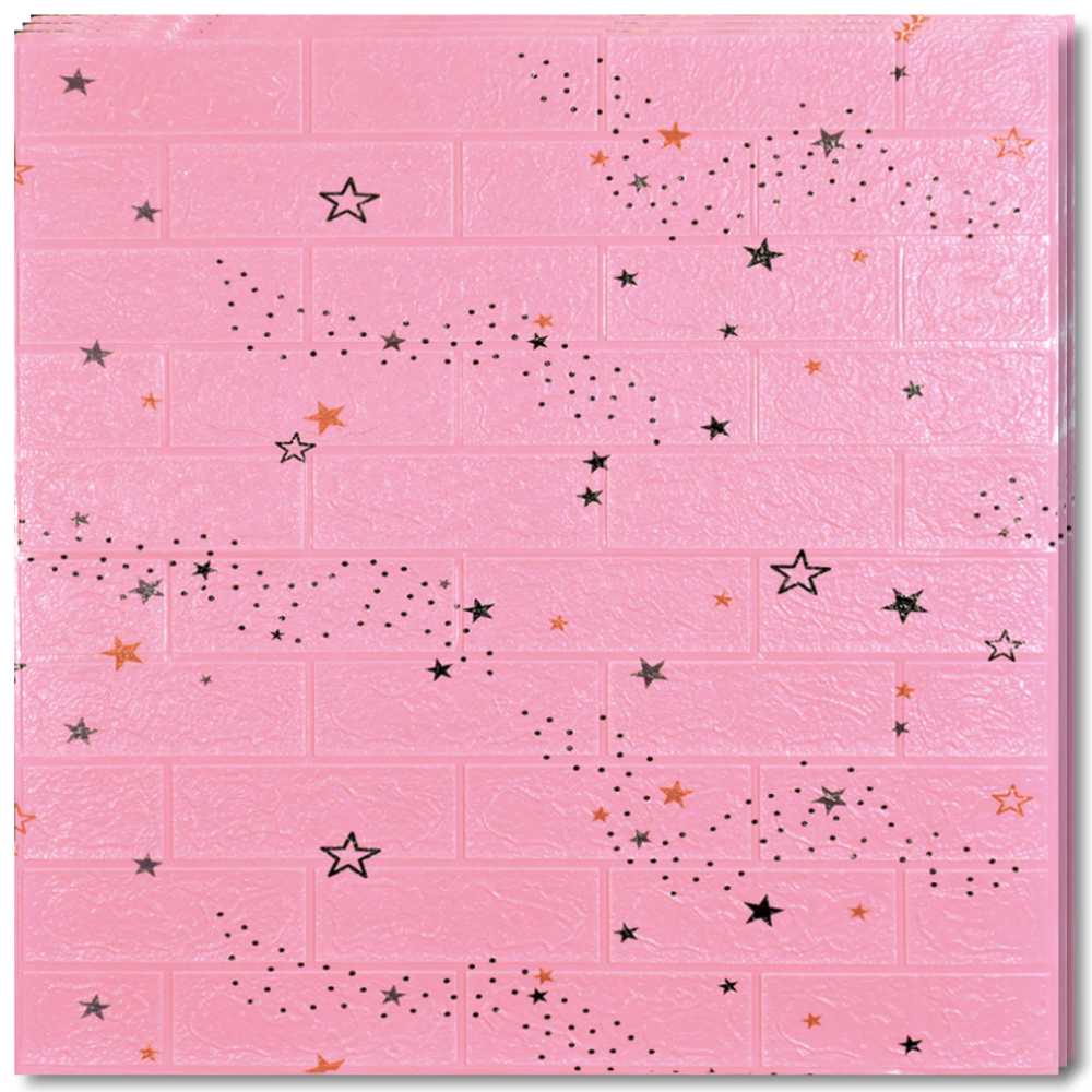 10 x Self-Adhesive 3D Wallpaper - 70 X 77 Cm "Pink Stars" 3mm ( CODE: 54 )