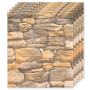 25 x Small 3D Wallpaper Tiles - 34 X 39 Cm "Brown Stones" 3mm ( CODE: 88-SML)