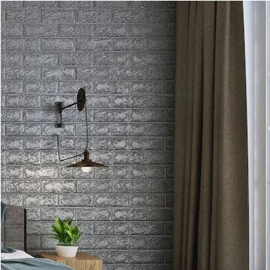 10 x Self-Adhesive 3D Wallpaper - 70 X 77 Cm "Silver" 3mm ( CODE: 2 )