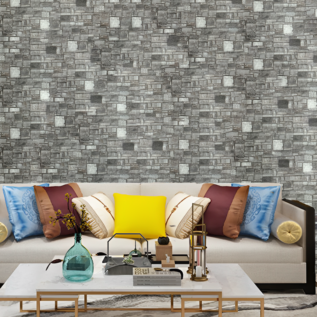 10 x Self-Adhesive 3D Wallpaper - 70 X 77 Cm "Light Grey Mozaic" 3mm ( CODE: 92 )