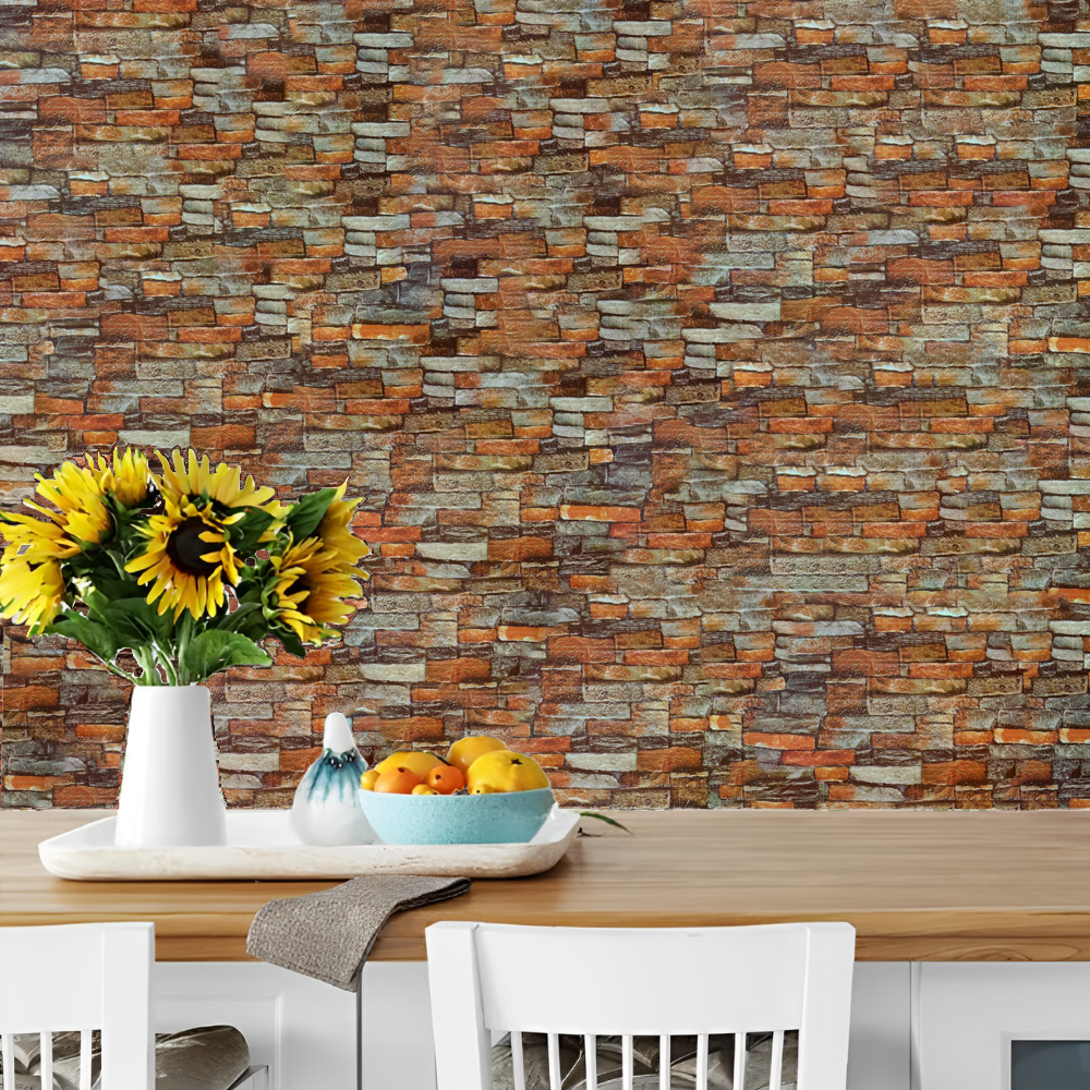 10 x Self-Adhesive 3D Wallpaper - 70 X 77 Cm "Brown Stone Yel" 3mm ( CODE: 62-YEL )